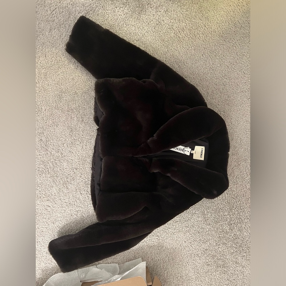 L’Agence Women’s Davy Crop Faux Fur Jacket Ganache 16